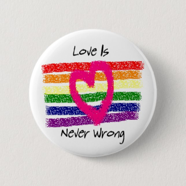 Love Is Never Wrong 6 Cm Round Badge (Front)