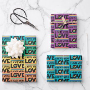 Love is never wrong LGBTQ Pride rainbow flag Wrapping Paper Sheet