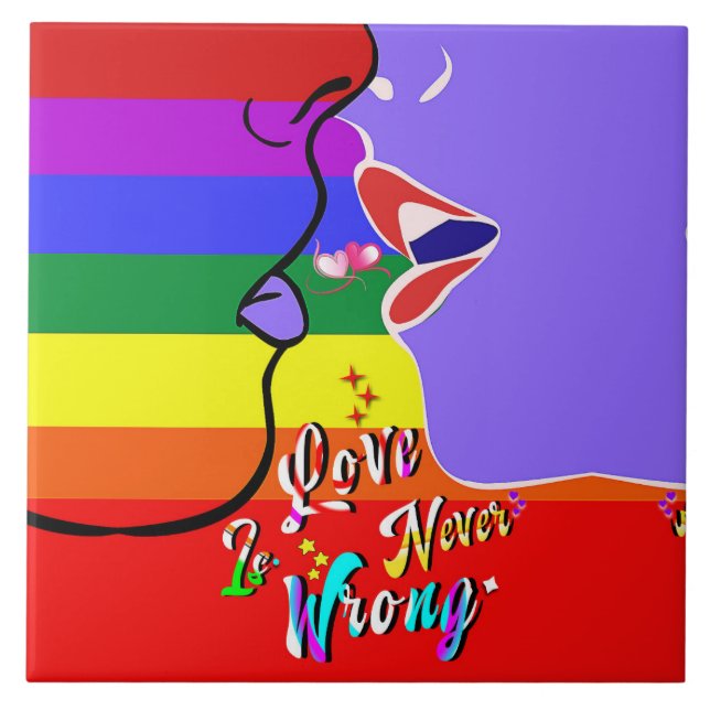 Love Is Never Wrong pride Ceramic Tile (Front)