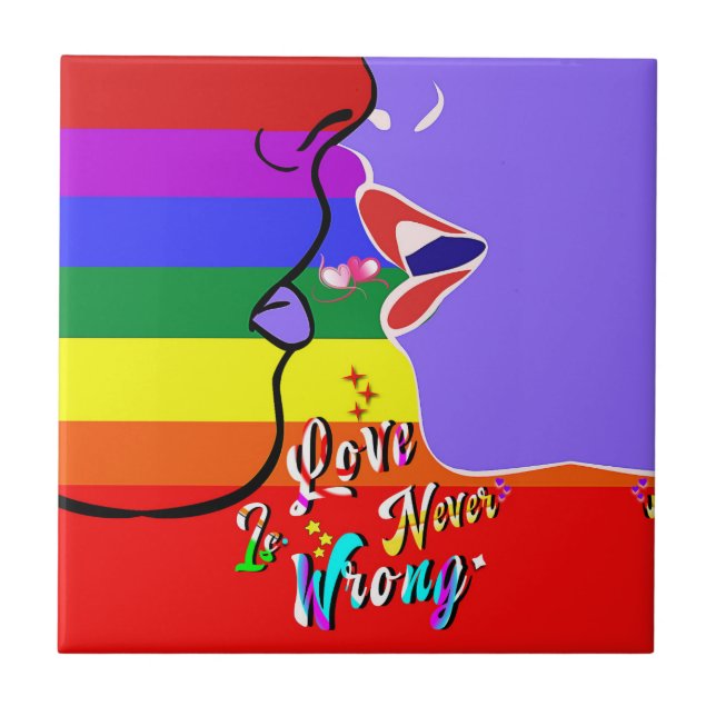 Love Is Never Wrong pride Ceramic Tile (Front)