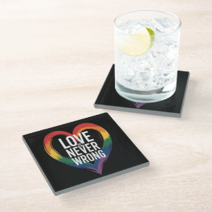 Love is never wrong Pride Month LGBT Glass Coaster