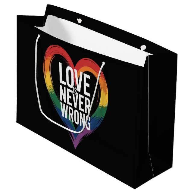 Love is never wrong Pride Month LGBT Large Gift Bag (Front Angled)