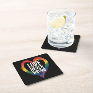 Love is never wrong Pride Month LGBT Square Paper Coaster