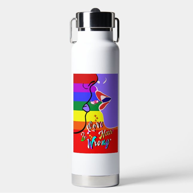 Love Is Never Wrong pride Water Bottle (Front)