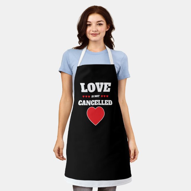 Love Is Not Cancelled Ultra Cute Red White & Black Apron (Worn)