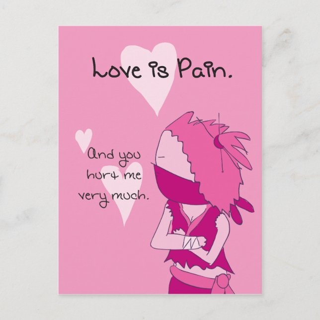 Love is pain - Keiko valentine Holiday Postcard (Front)