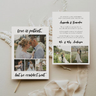 Love is Patient 6 Photo Wedding Elopement Announce Announcement
