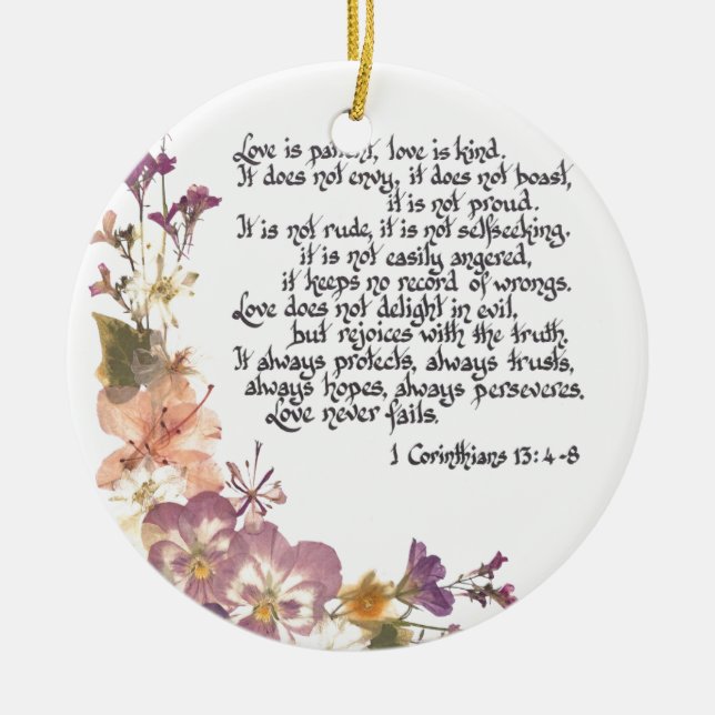 Love is patient ceramic tree decoration (Front)