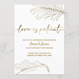 Love is patient - Change the date wedding card