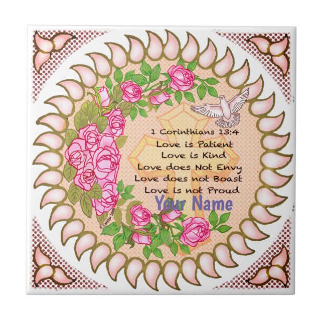 Love is Patient Christian Cross tile (Front)