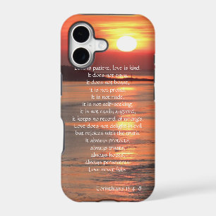 Love is Patient Corinthians verse, ocean sunrise