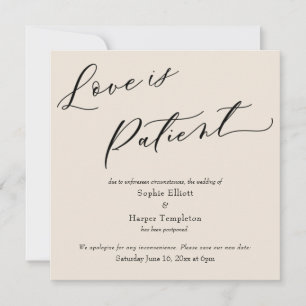Love is Patient Cream Postponed Wedding Card