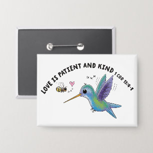 Love is patient cute bee and hummingbird scripture