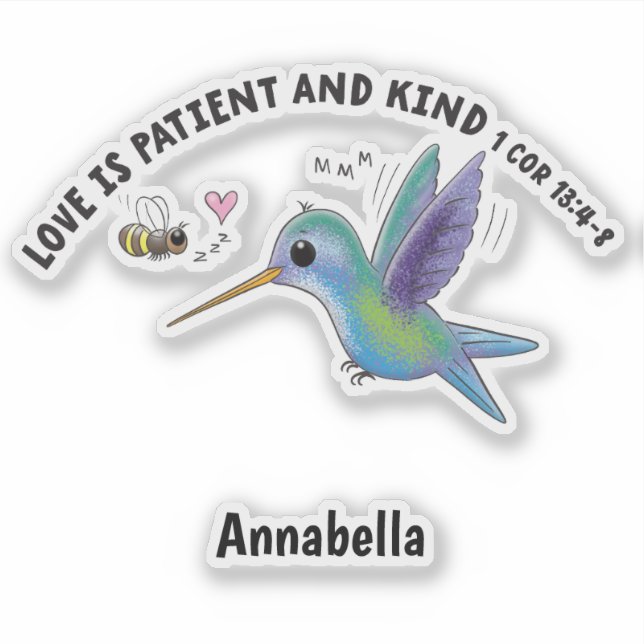 Love is patient cute bee and hummingbird scripture (Front)