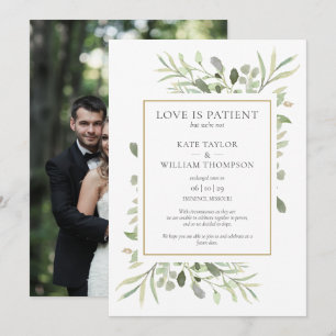 Love Is Patient Elopement Wedding Announcement