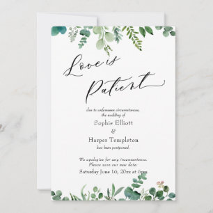 Love is Patient Eucalyptus Postponed Wedding Card