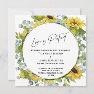 Love is Patient Floral Postponed Wedding Card
