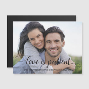 Love is Patient Handwriting Photo Magnetic Invitation