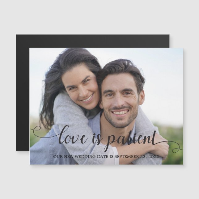 Love is Patient Handwriting Photo Magnetic Invitation (Front/Back)
