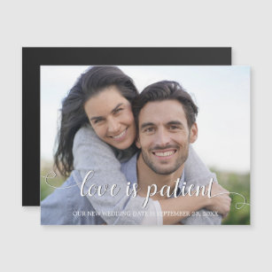 Love is Patient Handwriting White Photo Magnetic Invitation
