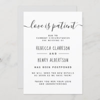 Love Is Patient Handwritten Postponed Wedding