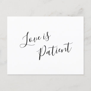 Love Is Patient Handwritten Wedding Postponement Announcement Postcard