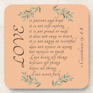 Love is patient hard plastic coaster