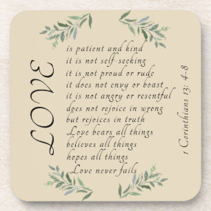 Love is patient hard plastic coaster