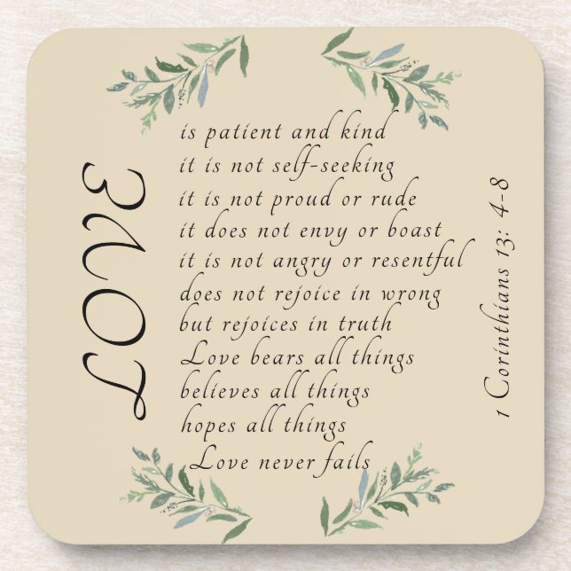 Love is patient hard plastic coaster (Front)