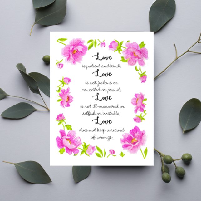 Love Is Patient Inspirational Postcard (Creator Uploaded)