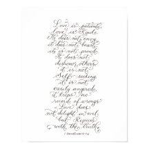 Love is patient inspirational verses typography