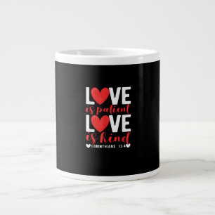 Love Is Patient Kind Funny Christian Heart Valenti Large Coffee Mug