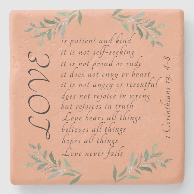 Love is patient limestone stone coaster (Front)