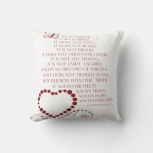 Love is patient love is kind 1 Corinthians 13: 4-7 Cushion