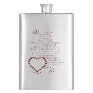 Love is patient love is kind 1 Corinthians 13: 4-7 Hip Flask
