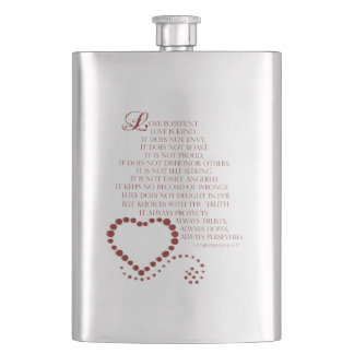 Love is patient love is kind 1 Corinthians 13: 4-7 Hip Flask