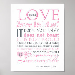 Love is Patient, Love is Kind - 1 Corinthians 13 Poster