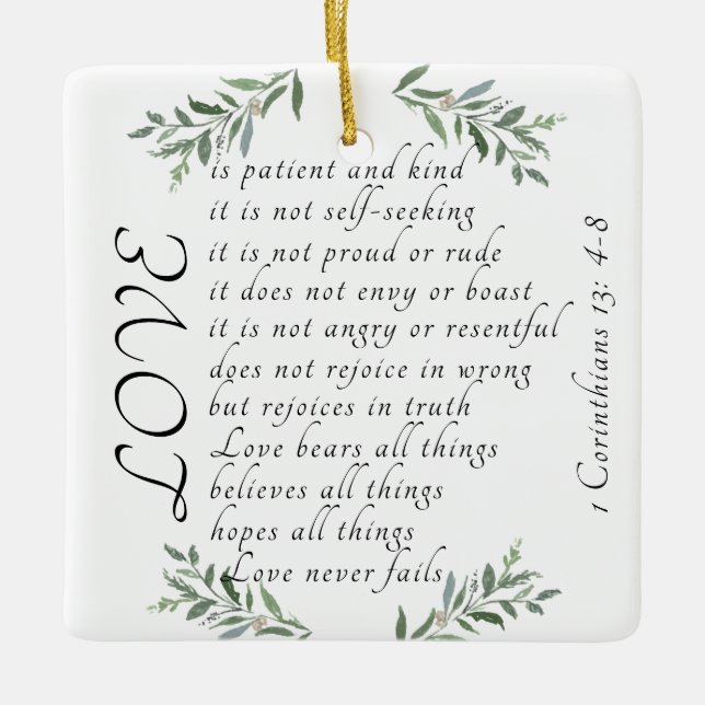 Love is patient love is kind Christmas ornament (Front)