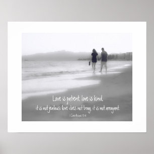 Love is Patient Love is Kind Cor 13:4 Bible Verse Poster