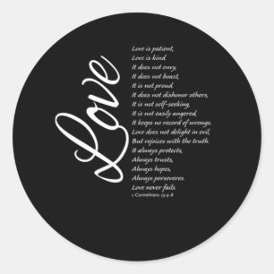 Love Is Patient Love Is Kind Corinthians Timeless  Classic Round Sticker
