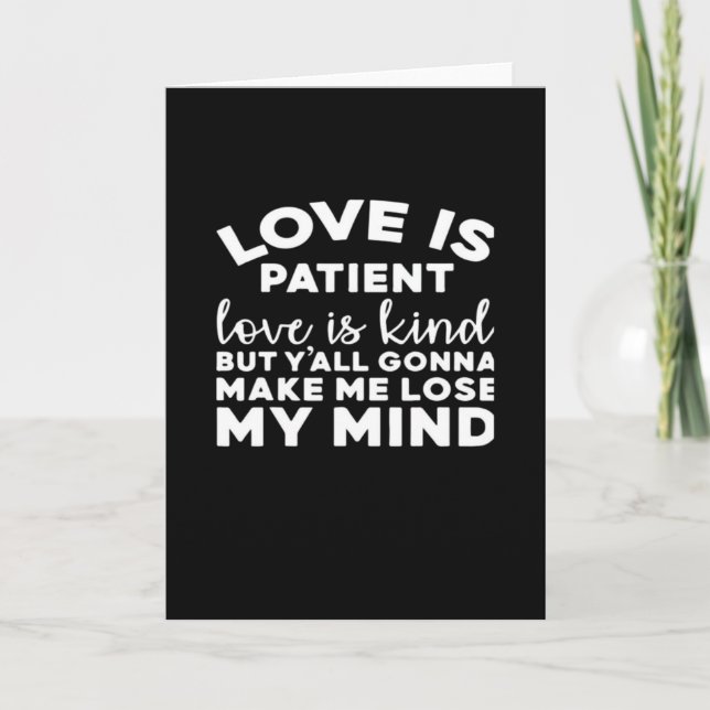 Love Is Patient Love Is Kind Funny Christian Weddi Card (Front)