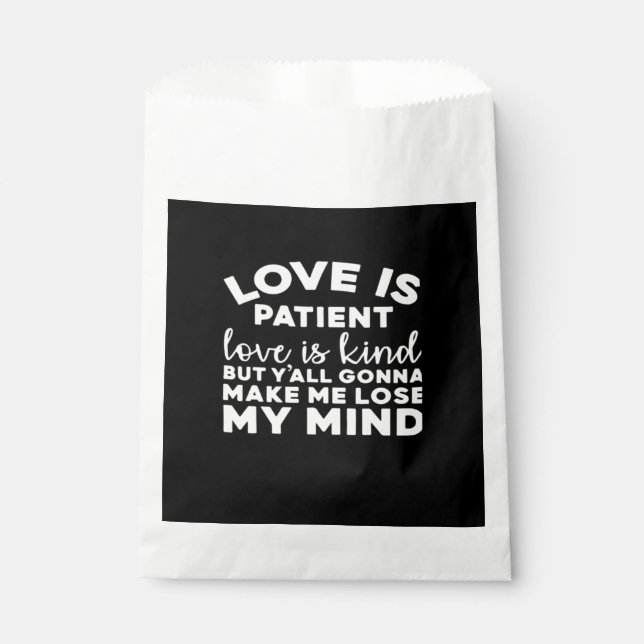 Love Is Patient Love Is Kind Funny Christian Weddi Favour Bag (Front)