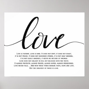 Love is Patient, Love is kind, Love,  Bible verse Poster