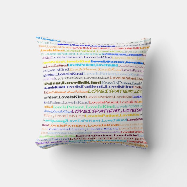 Love Is Patient, Love Is Kind Text Design II Throw Cushion (Front)