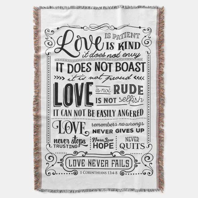 Love is Patient Love is kind Throw Blanket (Front Vertical)