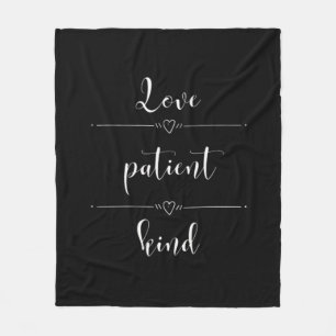Love Is Patient Minimal Heartfelt Design Fleece Blanket