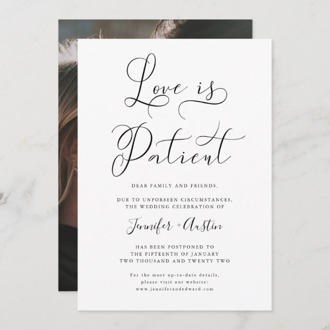 Love Is Patient Minimalist Wedding  Save The Date (Front/Back)