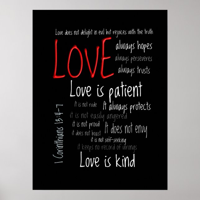 Love is Patient Mix Red unframed or framed  Poster (Front)