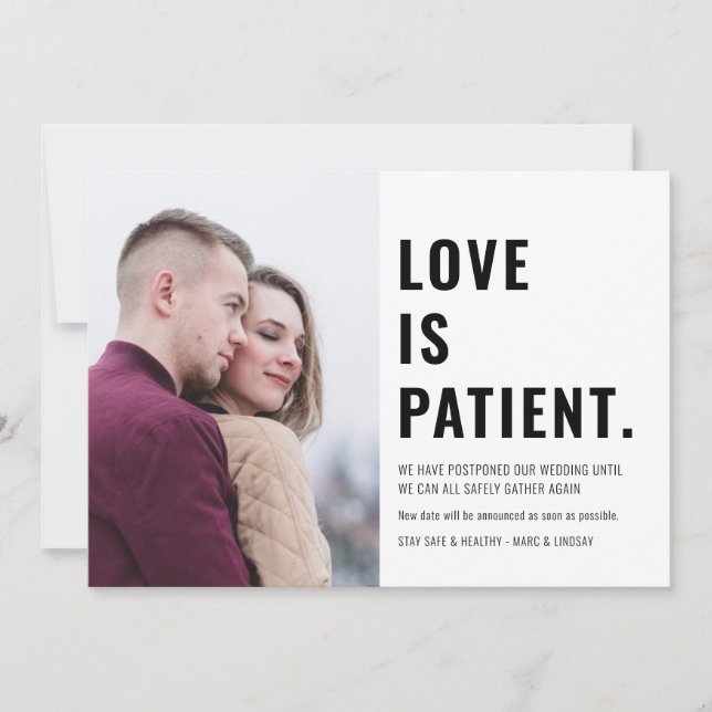 Love is Patient Photo Change the Date Save The Date (Front)