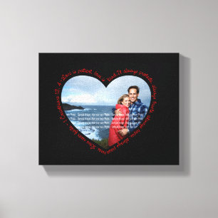 Love is Patient Photo Heart Black & Red Canvas Print
